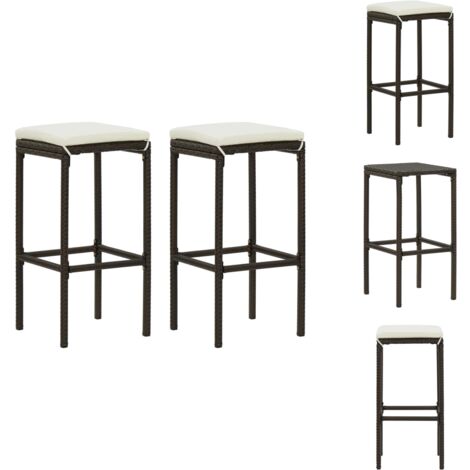 Tabourets de bar avec coussins lot de 2 marron résine tressée - Tabouret De Bar - Tabourets De Bar - Chaise De Bar - Chaises De Bar - Mobilier Intérieur
