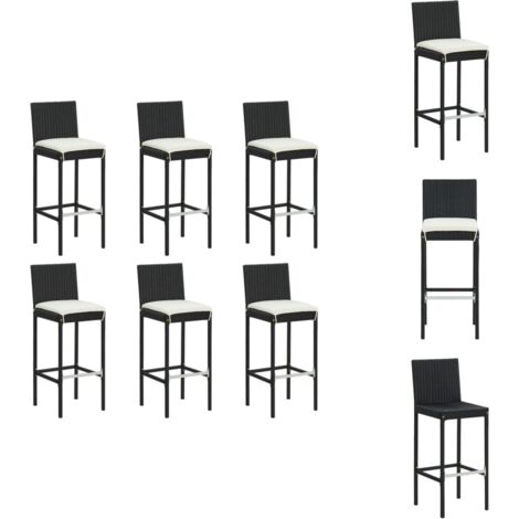 Tabourets de bar avec coussins lot de 6 noir résine tressée - Tabouret De Bar - Tabouret De Comptoir - Mobilier De Jardin - Meubles D'extérieur - Résine Tressée