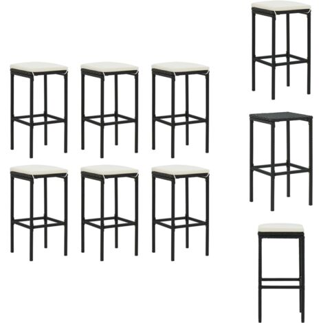 Tabourets de bar avec coussins lot de 6 noir résine tressée - Tabouret De Bar - Tabourets De Bar - Chaise De Bar - Chaises De Bar - Mobilier De Cuisine