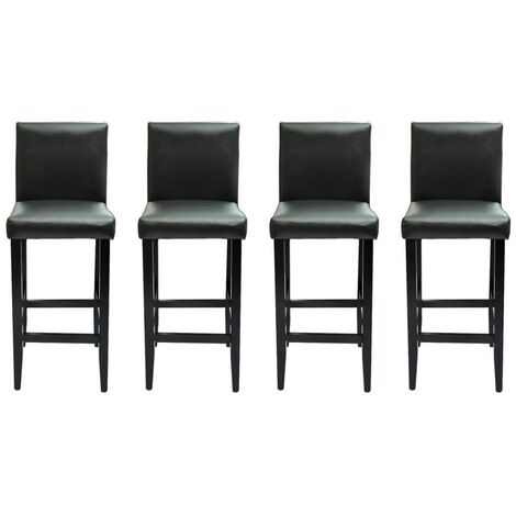 Tabourets de bar avec dossier blanc crème et noir Similicuir Axal - Lot de 4