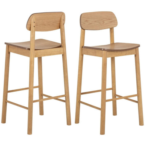 Tabourets de bar avec dossier en bois naturel (lot de 2) - IZIA