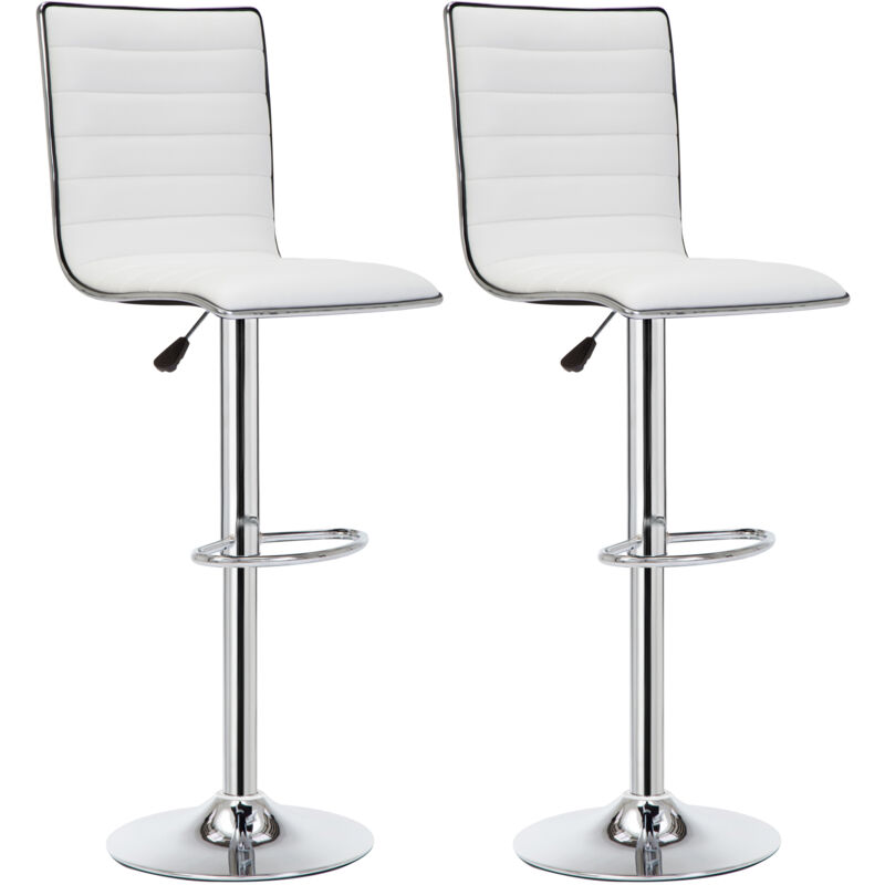 Intimate Wm Heart - Lot de 2 Tabourets de Bar avec Dossier en Similicuir, Hauteur Réglable, Socle et Repose-Pieds Chromés - Blanc