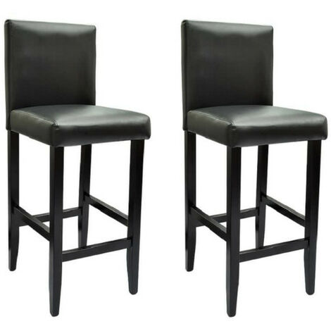 Tabourets de bar avec dossier marron Similicuir Axal - Lot de 2