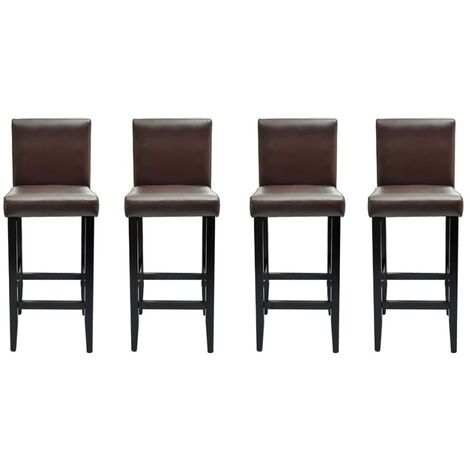 Tabourets de bar avec dossier marron Similicuir Axal - Lot de 4