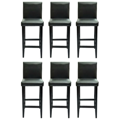 Tabourets de bar avec dossier noir Similicuir Axal - Lot de 6