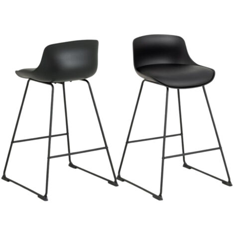 Tabourets de bar bas en métal et simili (lot de 2) - LILIAN
