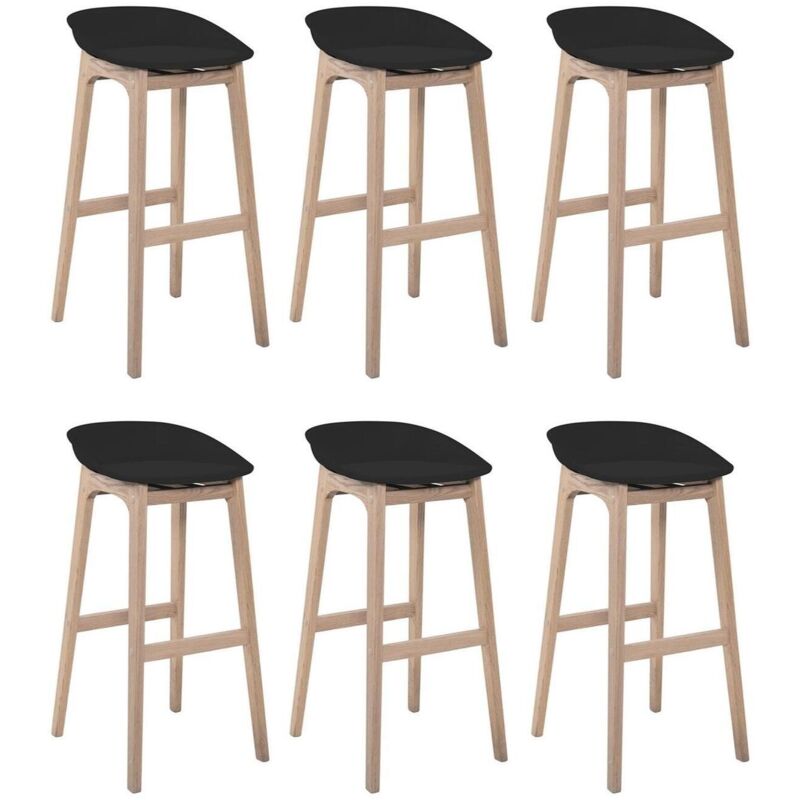 Mob-in - Lot de chaises d'îlot et bar en chêne et assise plastique 65cm