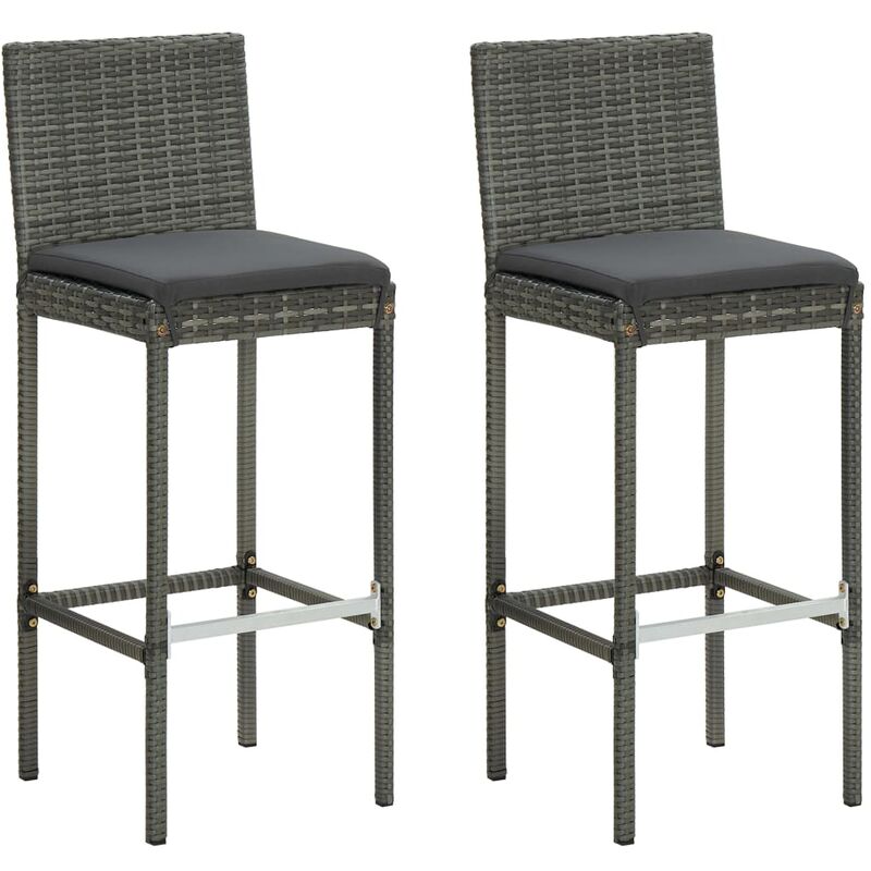 Vidaxl - Tabourets de bar de jardin et coussins lot de 2 résine tressée