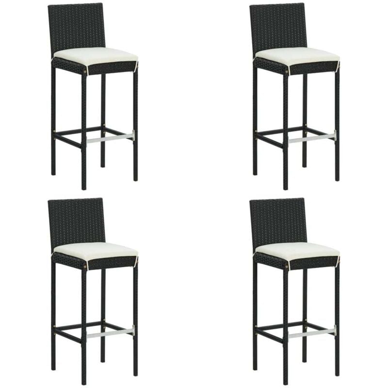 Vidaxl - Tabourets de bar de jardin et coussins lot de 4 résine tressée