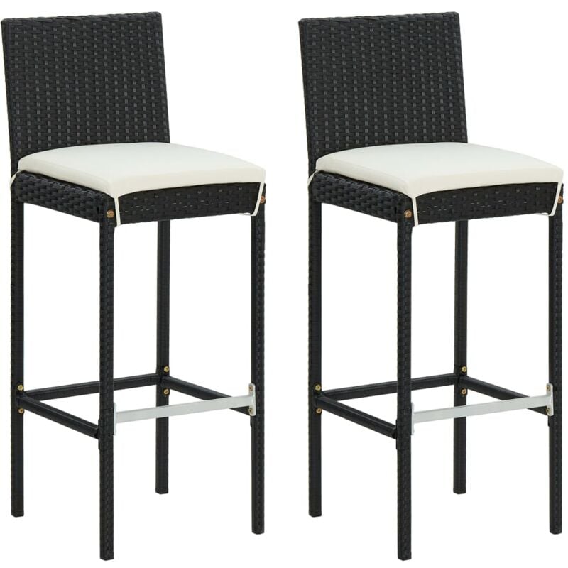 Vidaxl - Tabourets de bar de jardin et coussins lot de 2 résine tressée