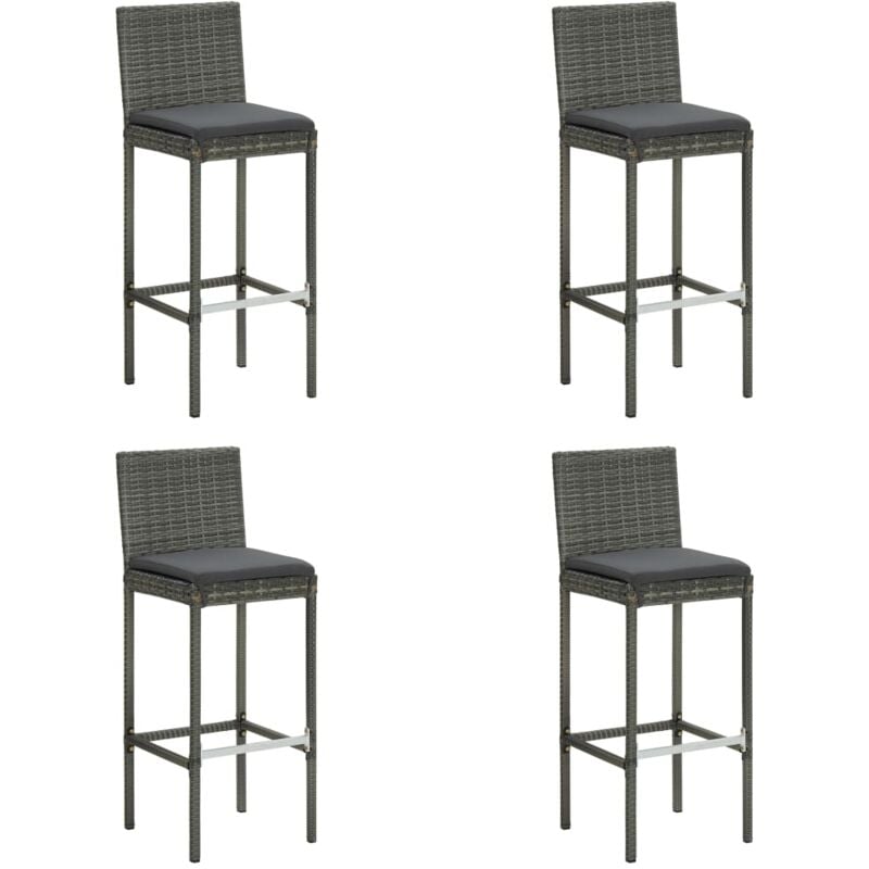 Vidaxl - Tabourets de bar de jardin et coussins lot de 4 résine tressée