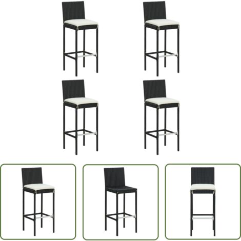 Tabourets de bar de jardin et coussins lot de 4 résine tressée