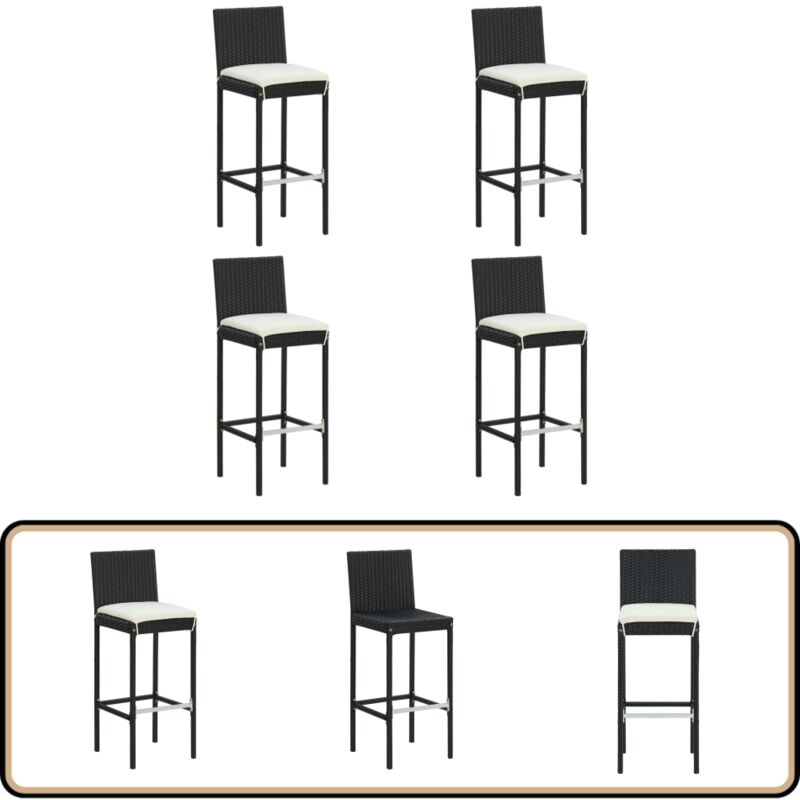 Vidaxl - Tabourets de bar de jardin et coussins lot de 4 résine tressée - Tabourets De Bar - Chaises De Bar - Mobilier De Jardin - Chaise De Jardin