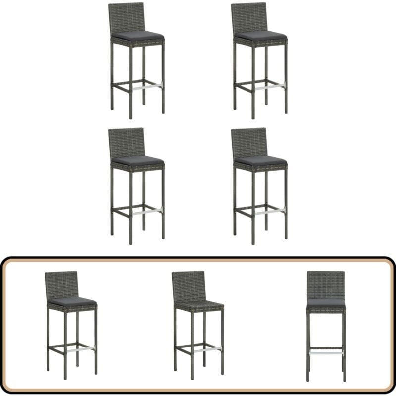 Tabourets de bar de jardin et coussins lot de 4 résine tressée - Tabourets De Bar - Chaises De Bar - Mobilier De Jardin - Meubles De Jardin
