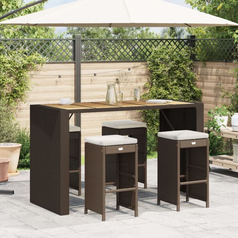Vidaxl - Tabourets de bar jardin coussins lot de 4 marron résine tressée