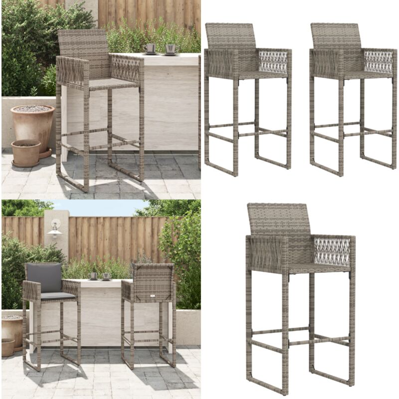 Tabourets de bar de jardin lot de 2 gris résine tressée - Tabouret De Jardin - Chaises De Jardin - Mobilier De Jardin - Résine Tressée - Fauteuil De