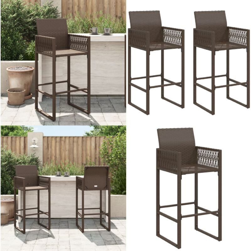 Tabourets de bar de jardin lot de 2 marron résine tressée - Tabouret De Jardin - Chaises De Jardin - Mobilier De Jardin - Résine Tressée - Fauteuil
