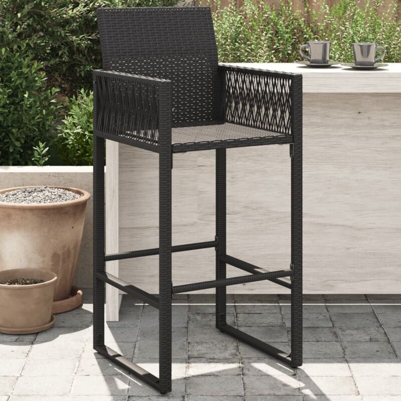 Vidaxl - Tabourets de bar de jardin lot de 2 noir résine tressée