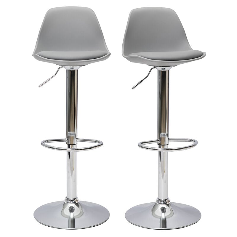 Miliboo - Tabourets de bar design gris clair (lot de 2) steevy