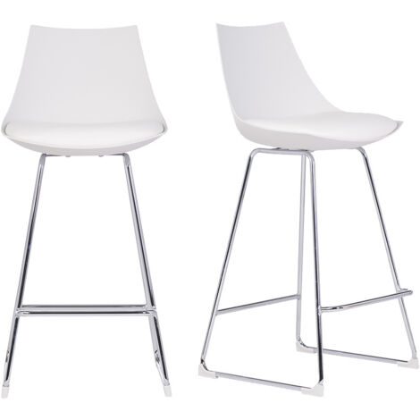 Tabourets de bar design blancs 65 cm (lot de 2) JUNE