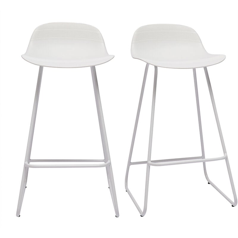 Tabourets de bar design blancs H65 cm (lot de 2) ELLA