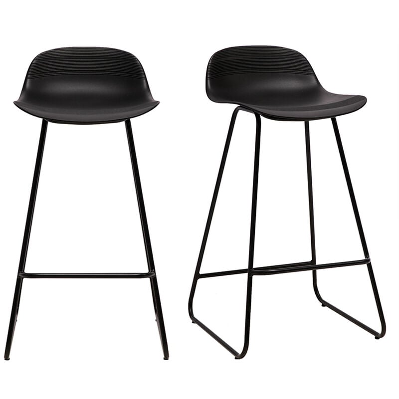 Miliboo - Tabourets de bar design noirs H65 cm (lot de 2) ella