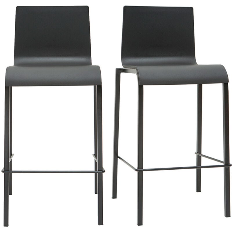 Miliboo - Tabourets de bar design empilables noirs H65 cm (lot de 2) kupa