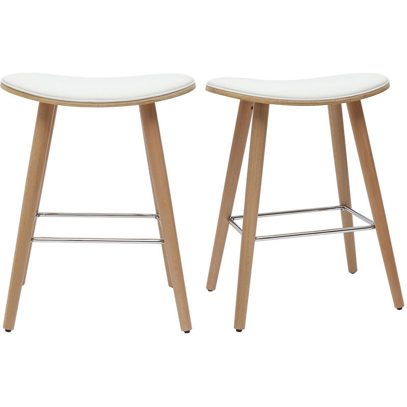 Miliboo - Tabourets de bar bois clair et blanc H65 cm (lot de 2) meadow