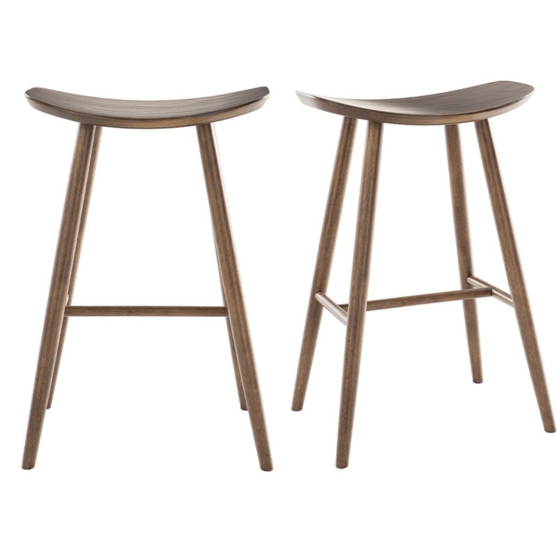 Miliboo - Tabourets de bar design noyer H72 cm (lot de 2) demory