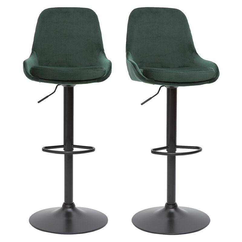 Miliboo - Tabourets de bar design réglables velours vert (lot de 2) holo