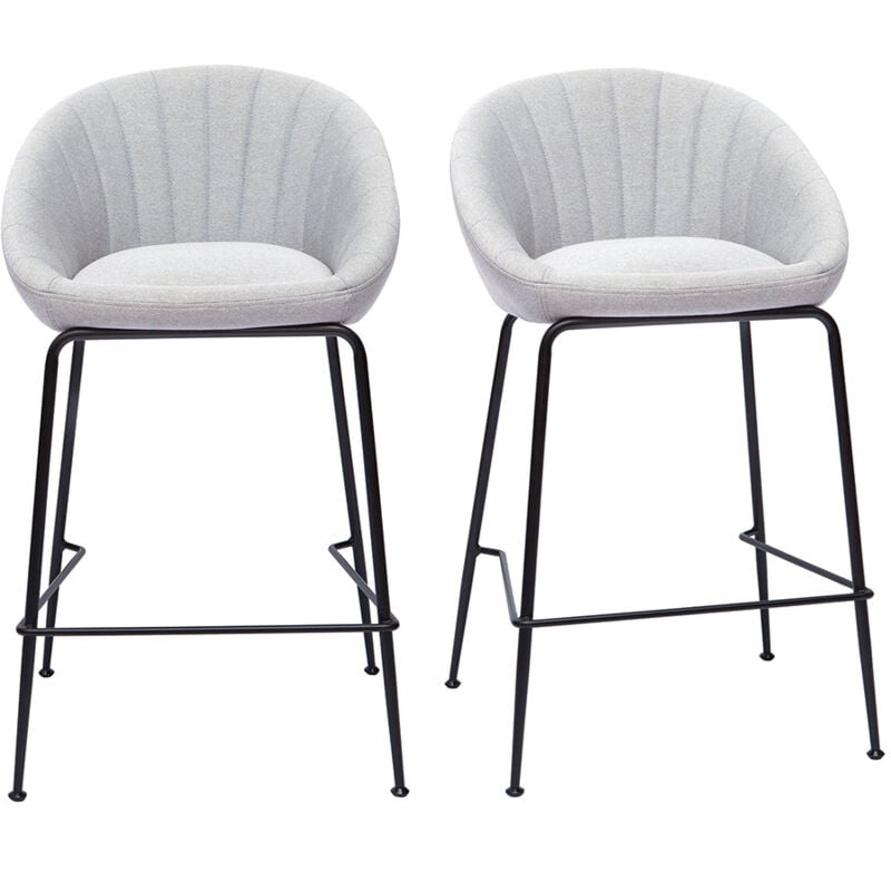 Miliboo - Tabourets de bar design tissu gris clair 65 cm (lot de 2) sheru