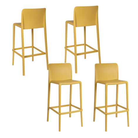 Tabourets de bar d'extérieur avec repose-pieds (lot de 4) - EOLE