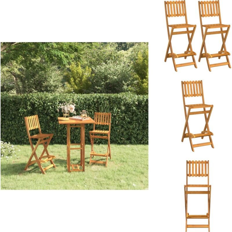Tabourets de bar d'extérieur pliants lot de 2 Bois d'acacia - Tabourets De Bar - Chaise De Jardin - Meubles De Jardin - Mobilier Extérieur - Acacia