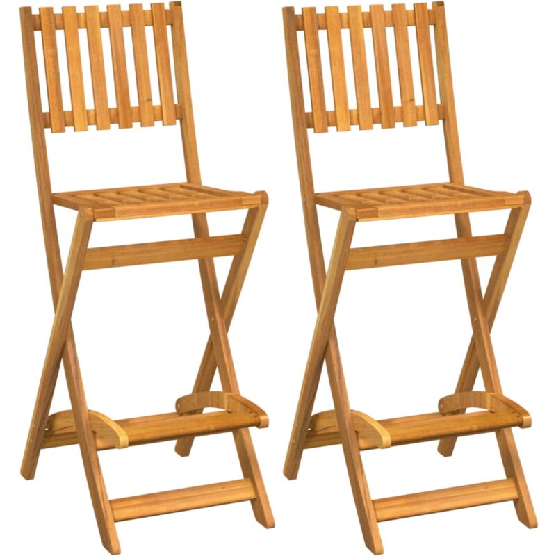 Vidaxl - Tabourets de bar d'extérieur pliants lot de 2 Bois d'acacia