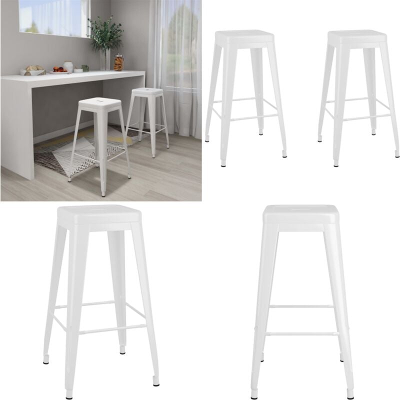Vidaxl - Tabourets de bar empilables lot de 2 blanc Métal - Tabouret De Bar - Tabouret De Comptoir - Chaise De Bar - Mobilier Industriel - Tabourets