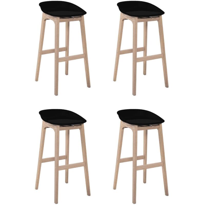 Mob-in - Lot de tabourets de bar en chêne et assise plastique 75cm