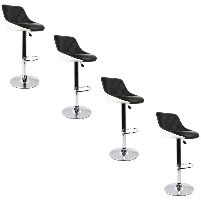 Haloyo - Lot de 4 tabourets de bar ® en Cuir PU,Chaises de Bar,hauteur d'assise réglable,pivotant 360° repose-pied, Cadre en Acier, noir et blanc