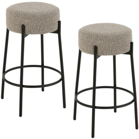 Tabourets de bar en métal noir et bouclette (lot de 2) - GERDA