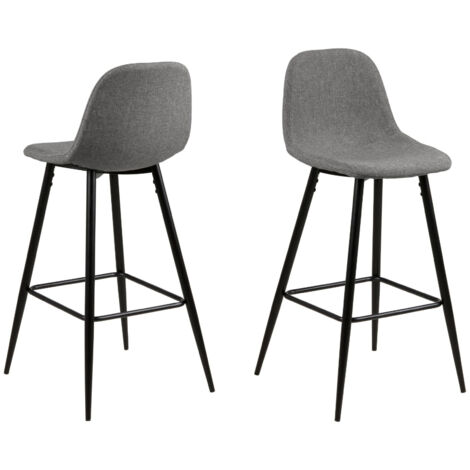 Tabourets de bar en tissu piétement métal noir (lot de 2) - WILLY