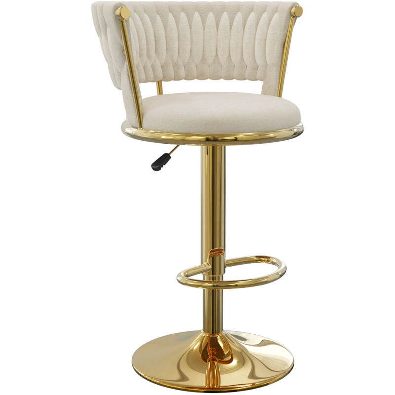 Tabourets de Bar en Velours Luxe – Hauteur Réglable Ergonomique & Pieds en Métal Argent– Design Élégant pour Comptoirs 90cm (Cuisine/Salon/Bar)