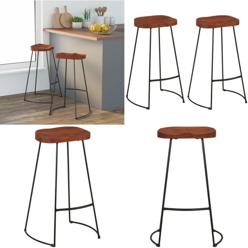 Vidaxl - Tabourets de bar Gavin lot de 2 50x40x78cm bois massif manguier - Tabouret De Bar - Tabouret De Comptoir - Mobilier De Cuisine - Décoration
