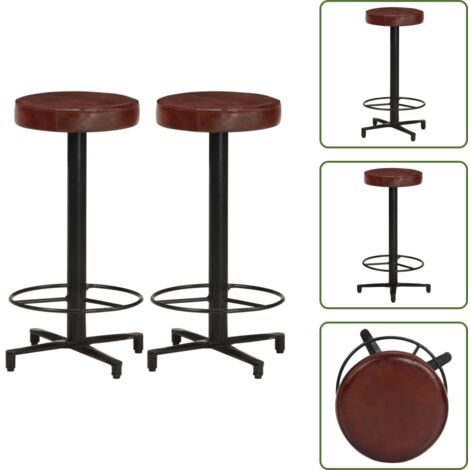 Tabourets de bar lot de 2 66 cm cuir véritable - Tabouret De Bar - Tabourets De Cuisine - Chaise Haute - Mobilier De Salle À Manger - Cuir Véritable