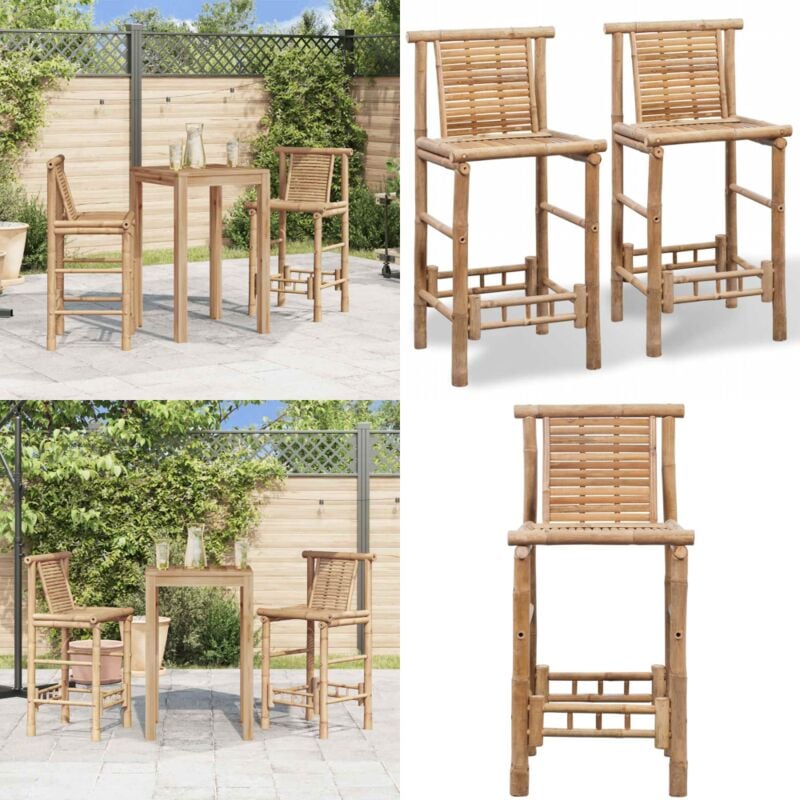 Vidaxl - Tabourets de bar lot de 2 bambou - Tabouret De Bar - Tabourets De Bar - Chaise De Bar - Meubles De Jardin - Mobilier Extérieur - Home &