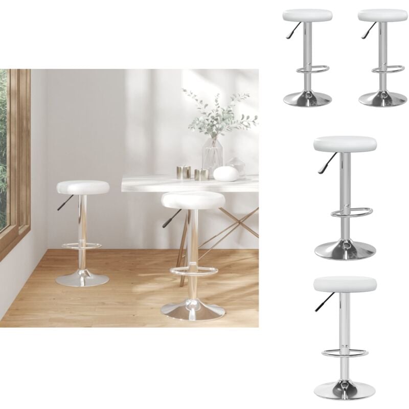 Vidaxl - Tabourets de bar lot de 2 Blanc Similicuir - Tabouret De Bar - Tabourets De Bar - Chaise De Bar - Fauteuils De Bar - Mobilier De Cuisine