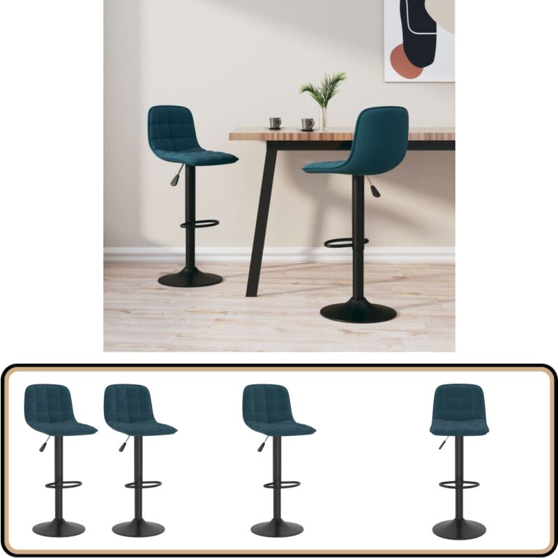 Vidaxl - Tabourets de bar lot de 2 bleu velours - Tabouret De Bar - Chaise De Bar - Tabourets De Bar - Fauteuil De Bar - Meuble De Salle à Manger