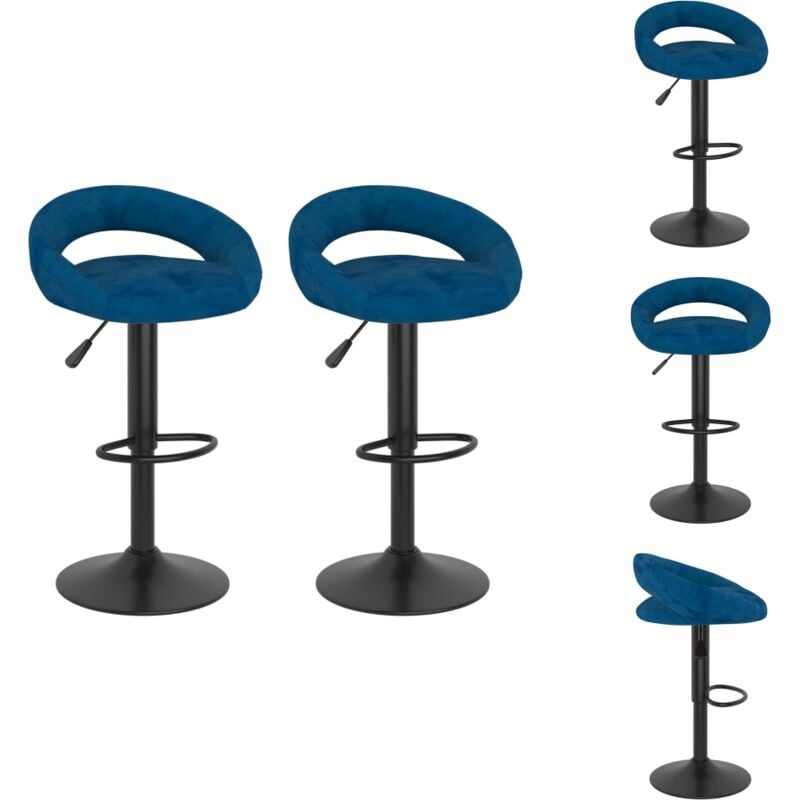 Vidaxl - Tabourets de bar lot de 2 bleu velours - Tabouret De Bar - Tabouret De Bar - Chaise - Tabouret De Bar Pour Petit-déjeuner