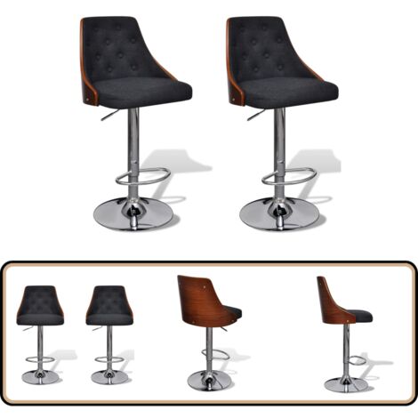 Tabourets de bar lot de 2 bois courbé et tissu - Tabouret De Bar - Tabourets De Bar - Chaise De Bar - Fauteuils De Bar - Meubles De Cuisine