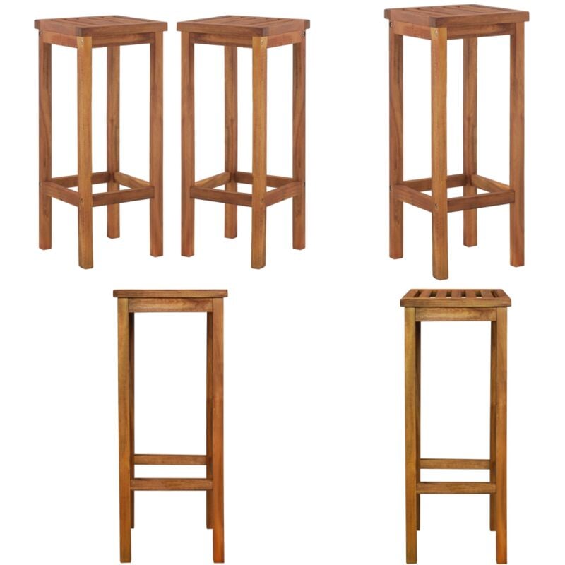 Tabourets de bar lot de 2 bois d'acacia massif - Chaises De Bar - Tabourets De Bar - Mobilier De Jardin - Chaise En Bois - Acacia Massif - Home &