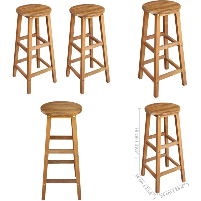 Vidaxl - Tabourets de bar lot de 2 bois d'acacia massif - Chaises De Bar - Chaise De Bar - Mobilier De Jardin - Meubles De Jardin - Acacia Massif