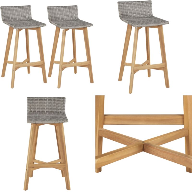 Vidaxl - Tabourets de bar lot de 2 bois d'acacia solide - Chaises De Jardin - Chaise De Bar - Mobilier De Jardin - Meubles De Jardin - Terrasse